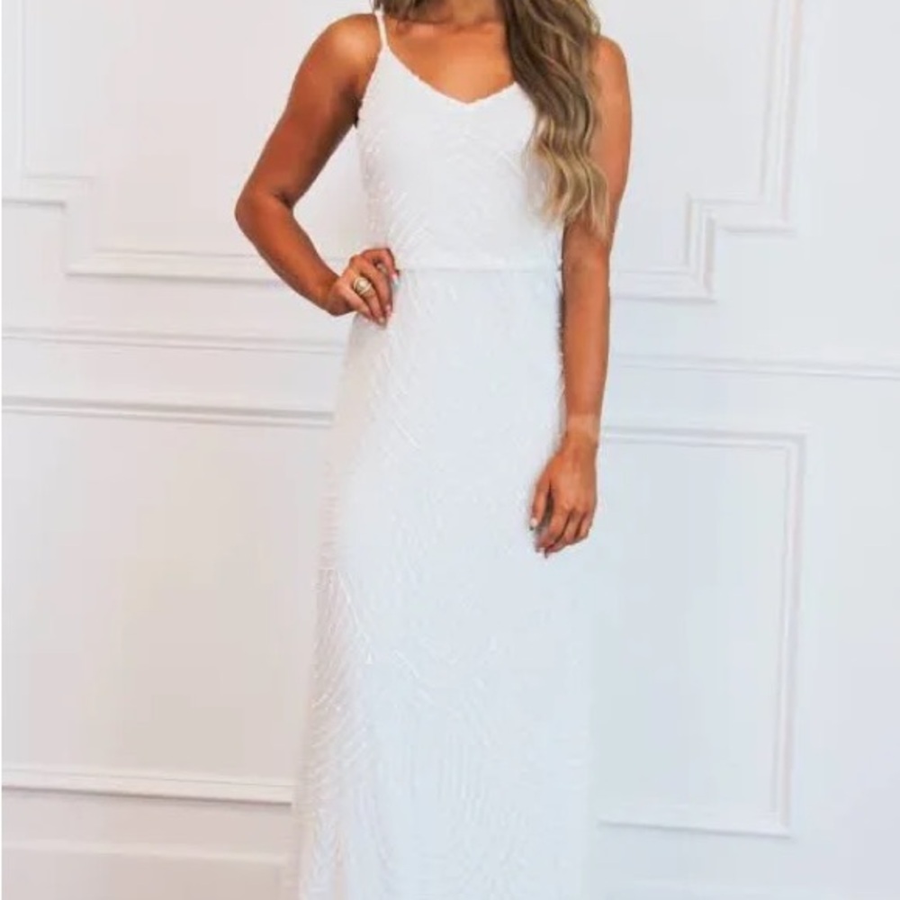 Elegant White Sleeveless Spaghetti Strap Maxi Dress for Brides